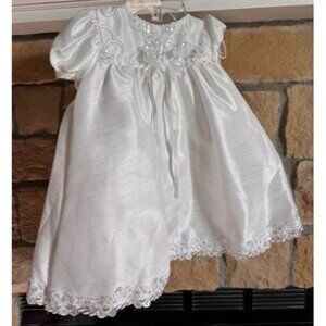 Vintage Christening Gown 3-6 Months Swea Pea & Lilli White Satin Lace Bow